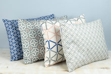 Rectangular Geometric Blue and White Karin Print Cushion