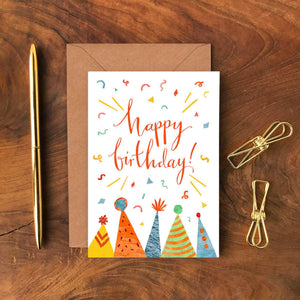 Happy Birthday Party Hats Card