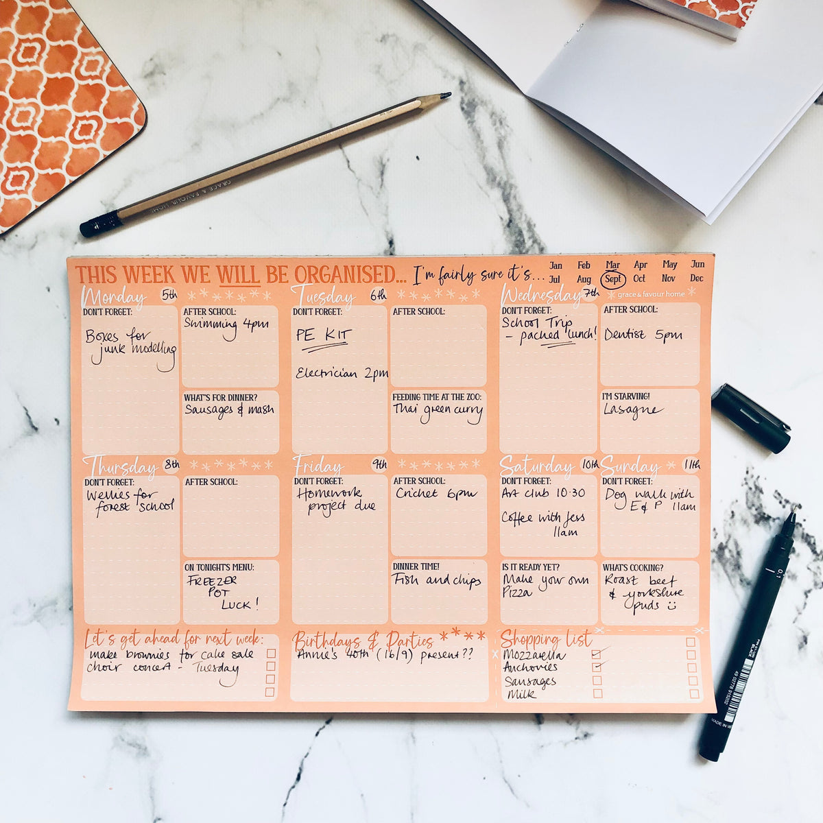 This week we WILL be organised - Family Planner
