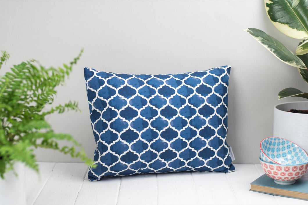 Rectangular Blue and White Mediterranean Tile Style Isabel Cushion