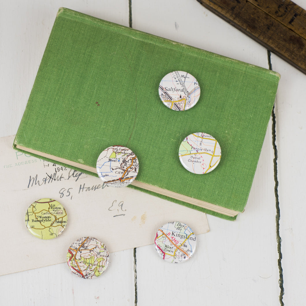 Vintage Map Badges