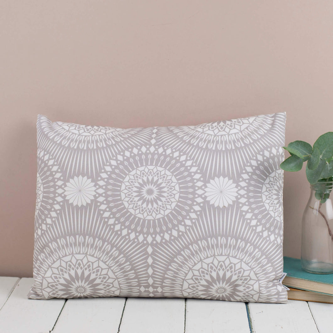 Rectangular Contemporary Grey and White Nickel Print Cushion