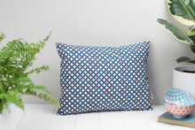 Rectangular Blue, White and Orange Mediterranean Tile Style Safiya Cushion