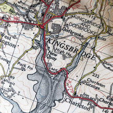Square Vintage Map Cushion - Salcombe and Kingsbridge, Devon