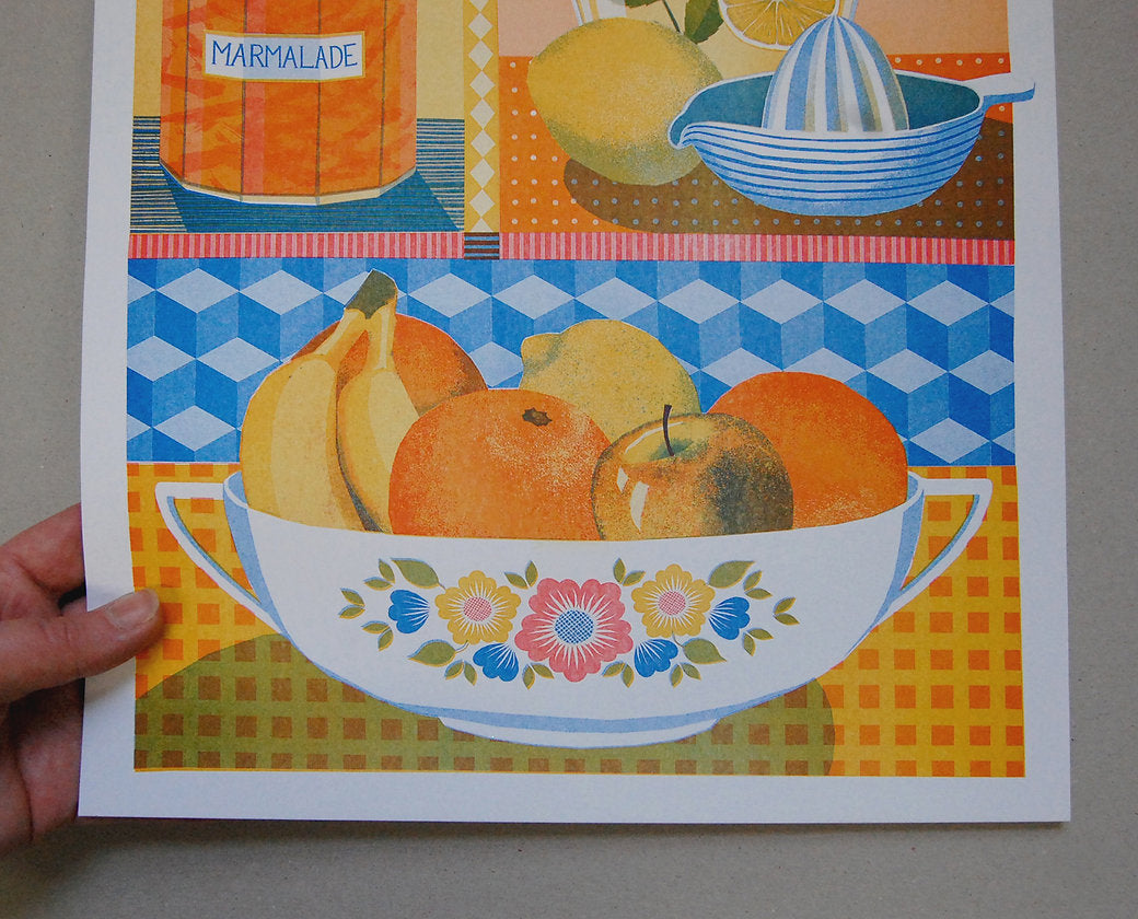 Orange and Lemon A3 Risograph Print