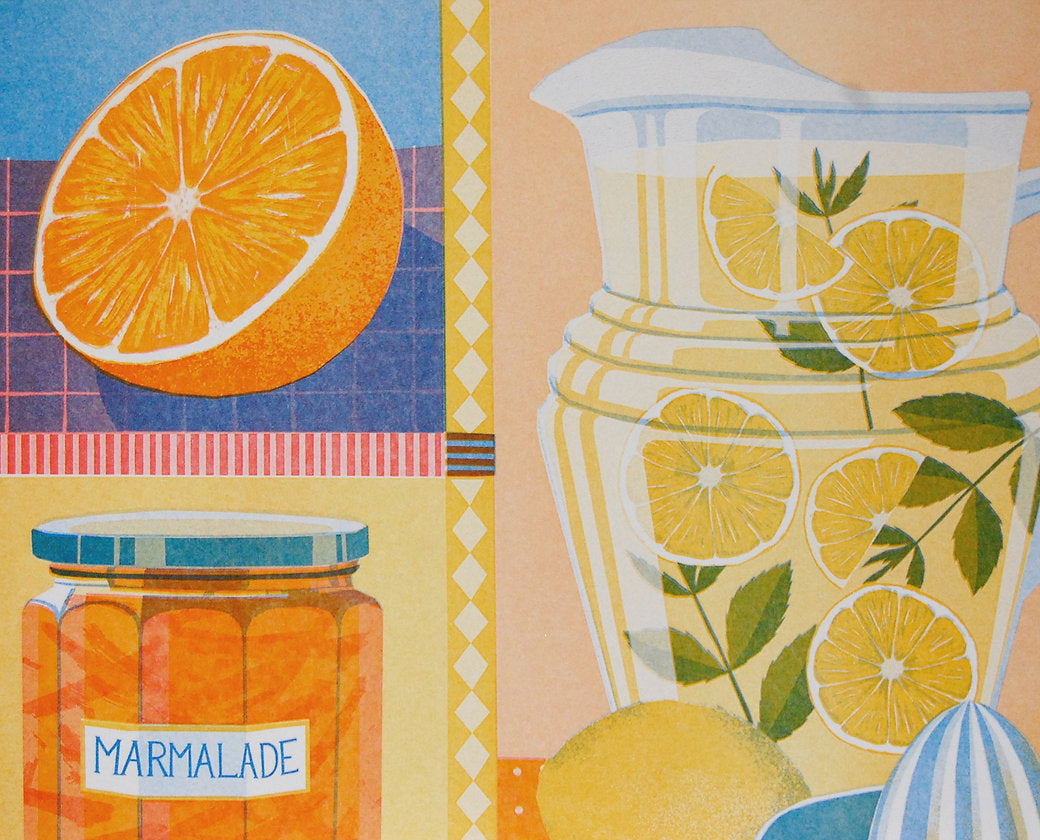 Orange and Lemon A3 Risograph Print