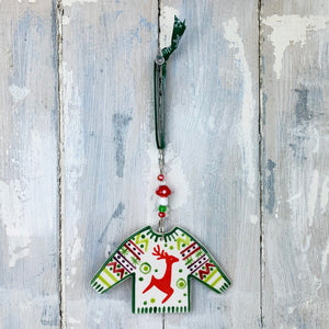 Reindeer Christmas Jumper Ceramic Decoration