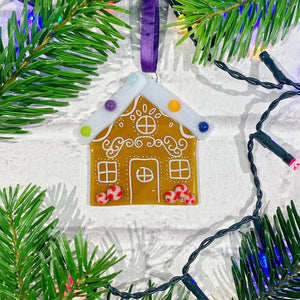 Christmas Gingerbread House Glass Decoration