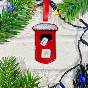 Christmas Postbox Glass Decoration