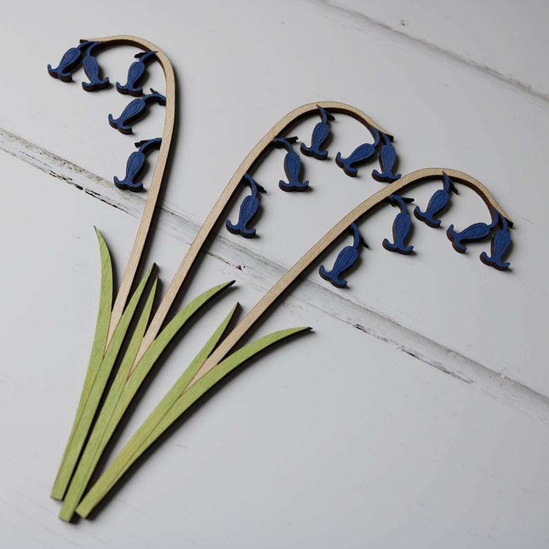 Hand Painted Wooden Bluebell Stem