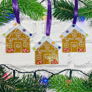 Christmas Gingerbread House Glass Decoration