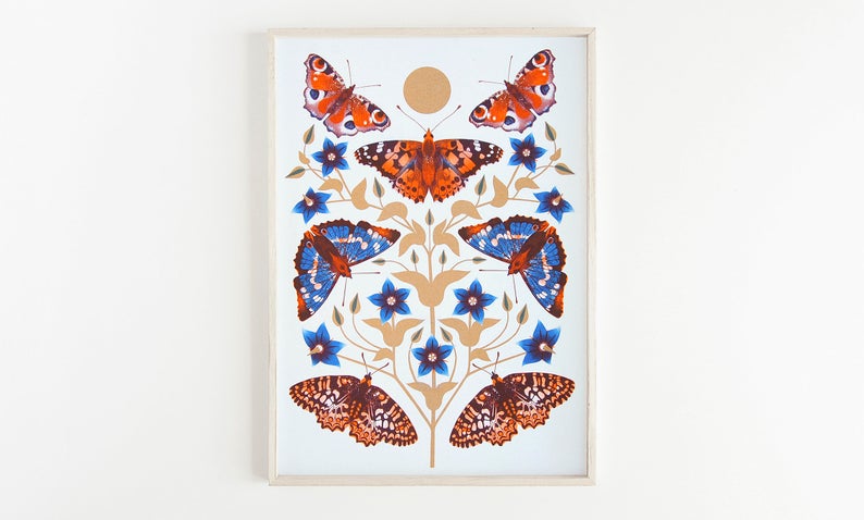 Autumn Days Butterfly A3 Risograph Print