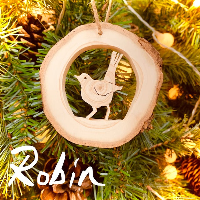 Wood Robin Christmas Decoration