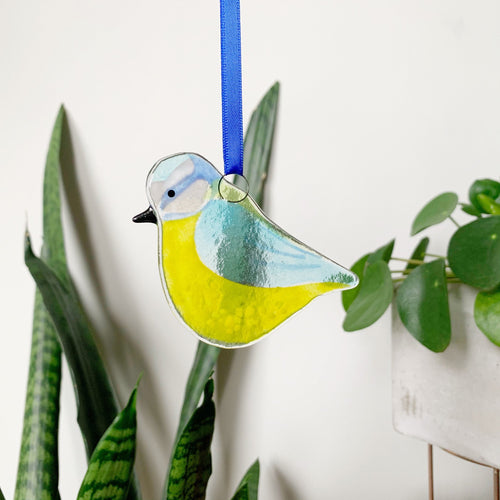 Blue Tit Glass Decoration